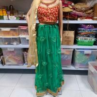 ราคา ชุดกระโปรงอินเดีย เขียวแดง (20504782547)