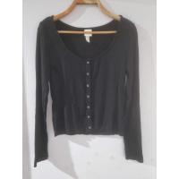 ราคา H&Mเสื้อคาร์ดิแกนคอเว้าสีดำแขนยาวผ้าร่องงานสวยไซส์Mอก32-34ยาว20(งานมือสอง) (26405301982)