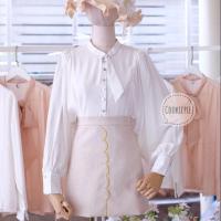 ราคา ►เสื้อเชิ้ต​ทรงแขนปล่อยสีขาว◄ (1980060838)
