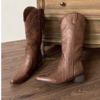 ราคา chloe.store พร้อมส่งบูทคาวบอย 36-40สีน้ำตาล หนังนิ่ม (28002322196)