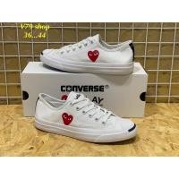 ราคา Converse Jack x Comme Garcons Play ❤️สีขาว/สีดำ(แถมกล่อง) ✅ เก็บเงินปลายทางได้ (9022426257)