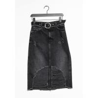 ราคา กระโปรงยีนส์ยาว สีดำ Size M (29601543352)