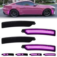 ราคา 4 ชิ้นสีชมพู LED รถด้านหน้าด้านหลังกันชนด้านข้าง Marker Light สําหรับ Ford Ford Mustang 2024 2025 (44418175557)