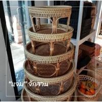 ราคา ส่งต่อขันโตก ขันโตกหวาย แจ่มจักสาน ขนาด12นิ้ว มี4ตัว (27491060743)