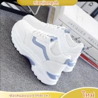 ราคา COD แฟชั่นจับคู่สี รองเท้าผ้าใบผู้หญิง เพิ่มส้นสูง4.5ซม นุ่ม ใส่แล้วสวย เบา ใส่สบาย ขนาด35-40 (พร้อมส่งจากไทย)1-3วันถึง (27960022018)