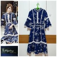 ราคา Soldเดรสยาวสีน้ำเงินลายดอกไม้ ป้าย 9flyday มือ1 (11249907678)