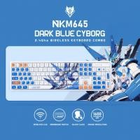 ราคา Nubwo NKM-645 Keyboard+Mouse Wireless RubberDomeSwitch แป้นพิมพ์ชุดเมาส์คีย์บอร์ดไร้สาย (Dark Blue Cyborg) (26477437834)