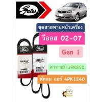ราคา สายพาน ชุดสายพาน Toyota Vios 2002-2007 วีออส Gates *แท้* สายพานหน้าเครื่อง สายพานพัดลม สายพานแอร์ (16496213534)