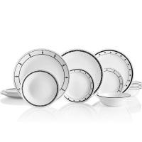 ราคา ชุดจาน Corelle 18 ชิ้น Corelle 18-Piece Service for 6, Chip Resistant, Black and White Dinnerware Set (21124305575)