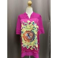 ราคา เสื้อชีฟองลายดอกสีชมพูบานเย็นมือสองสวยๆ (14651822266)