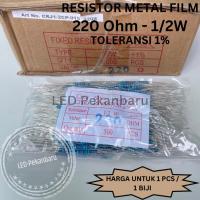 ราคา RESISTOR 1/2W 220 OHM 220ohm 220R 1/2 0.5 WATT R BLUE METAL FILM TOLERANCE 1% (40964929735)