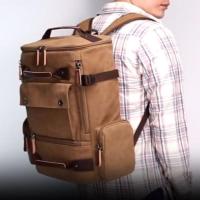 ราคา เป้สนาม กระเป๋าเป้สะพายหลัง ผ้าCanvas อย่างหนา เเนววินเทจ ใส่ Notebook 15.6 นิ้ว เสื้อผ้า 4-5 ชุด ได้ ตอบโจทย์การเดินทาง (28807433286)