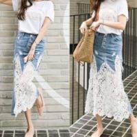 ราคา กระโปรงยีนส์ลูกไม้ (2659945329)