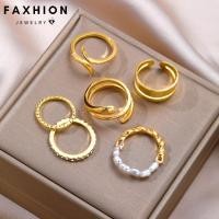 ราคา 5ชิ้น/เซ็ตแหวนเพชรมุกชุดแหวนสําหรับผู้หญิงหรูหราคริสตัลทองแหวนอุปกรณ์เสริมเครื่องประดับ (40315990334)