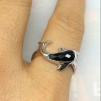 ราคา แหวนเงินแท้ปลาโลมาชุบทองคำขาวนิลแท้ (5805437330)
