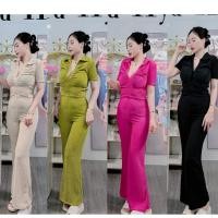 ราคา รุ่น Top ชุดเซ็ท 2 ชิ้น เสื้อคอปคอวี ดีไซน์เก๋ กางเกงขายาว งานผ้ายืดเปลือกไม้ งานสวย งานแพง หรูหรามากก (23660352206)