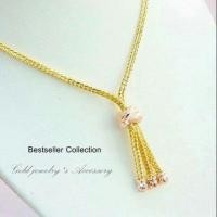 ราคา สร้อยคอระย้า งานทอง5ไมครอน ลายตะกร้อสีพิ้งค์โกลด์ สวยหวานน่ารัก (2597911912)