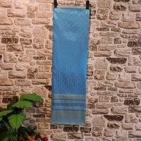 ราคา 124.ผ้าฝ้าย ผ้าทอทั้งผืน ลายยกดอกลำพูน สีฟ้า (28601559707)