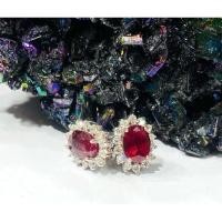 ราคา ต่างหูเงินแม้ทับทิมสยามแท้ ประดับเพชรCZ (26019418110)