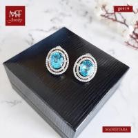 ราคา MT ต่างหูพลอยแท้ สวิส บลูโทพาส ตัวเรือนเงินแท้ Swiss Blue Topaz Earrings (ge419) มณีธารา MT Jewelry (2601735588)