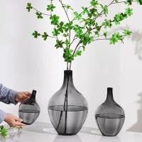 ราคา เครื่องประดับแก้วใสแจกันท้องใหญ่พื้นห้องนั่งเล่นแจกันท้องกลมขนาดเล็กแจกันแก้วใส (41008342179)