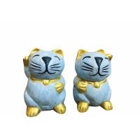 ราคา แมวกวักคู่แมวไม้แกะสลักแมวนำโชคเสริมฮวงจุ้ย (11534016611)