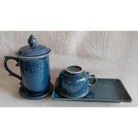 ราคา ชุดเบรค มี แก้วน้ำ + กาแฟ ลายนางพญา พร้อมถาด อาหารเช้า ชุดถวายน้ำพระ เซรามิค โอทอปลำปาง otop lampang (23056883863)