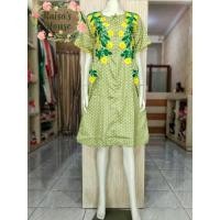 ราคา ชุดเดรสสั้นฮาวายพร้อมดอกไม้ขนาดใหญ่ - ดอกไม้ดอกไม้สุด | โปโลก้า - สีเขียว (42064659083)