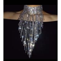 ราคา สร้อยเพชรระย้าไล่ระดับ เพชรสวย CZ Code N6Diamondช๊อกเกอร์ระย้า (4991133443)