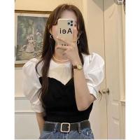 ราคา เสื้อไหมพรมแขนชีฟองสีดำ[มือสอง] (22174732630)
