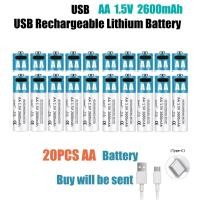 ราคา High capacity 1.5V AA 2600 mWh USB rechargeable li-ion battery for remote control mouse small fan Electric toy battery (18585613115)