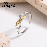 ราคา แหวนเงินแท้ 925 รูปขนนก ตัวเลข 8 ประดับเพทาย สีทอง สร้างสรรค์ สําหรับผู้หญิง LR087 (24122907708)