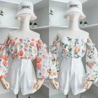 ราคา AimornShop เสื้อครอป สม็อคปาดไหล่ ต่อแขนยาว ใส่ได้2แบบผ้าลายดอก ผ้าใส่สบายแมทช์กับกางเกงตัวโปรดก็ได้นะ (20171480234)