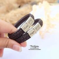 ราคา ข้อมือหนังแท้ สลักชื่อฟรี (438752868)