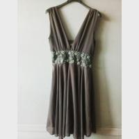 ราคา ชุดเดรส ชุดราตรี สีโอวัลติน อกลูกไม้ (714196769)