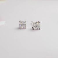 ราคา ต่างหูเงินแท้ Princess earrings ชุบทองคำขาว18k ผลิตเหมือนเพชรแท้ (14131878867)