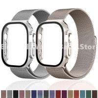 ราคา สายนาฬิกาข้อมือ และกระจก อุปกรณ์เสริม สําหรับ Apple Watch Series Ultra 8 7 6 SE 5 4 3 2 1 iWatch ขน (24030149618)