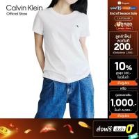 ราคา ♞,♘CALVIN KLEIN เสื้อยืดคอกลมแขนสั้นผู้หญิง Ck Logo ทรง Slim รุ่น 47AB804 YAA - สีขาว FTH (43754480377)