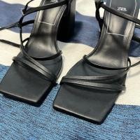 ราคา รองเท้าส้นสูง สีดำ ร้อยเชือก zara size 37 (29204684907)
