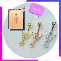 ราคา จิวสะดือ จิวใส่สะดือ เครื่องประดับร่างกาย สีเงิน ประดับด้วยคริสตัลแท้ ขนาดก้าน 1.6 ก้านยาว 8 มิล (23277277251)