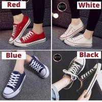 ราคา รองเท้าผ้าใบผู้หญิง ผู้ชาย รองเท้าคู่ แฟชั่นสีขาว แถบแดง แถบดำ น้ำหนักเบา ใส่สบาย (43310504583)
