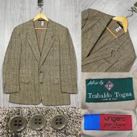 ราคา เสื้อทรงสูทแบรนด์แท้TrabaldoTogna/MadeInItalyผ้าวูลสีน้ำตาลอ่อนตารางรอบอก 42 นิ้วมือสอง (43358342859)