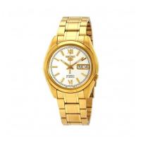 ราคา Seiko 5 Sports Automatic นาฬิกาสำหรับผู้ชาย สายสแตนเลส สีทอง/หน้าปัดขาว รุ่น SNKL58K,SNKL58K1 (4517855859)