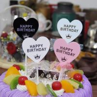 ราคา bluebellstuff ป้ายปักเค้กวันเกิด ป้ายปักเค้กอะคริลิค ป้ายตกแต่งเค้กรูปหัวใจ ป้ายhappy birthday (20783193012)