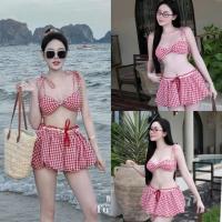 ราคา ชุดบิกินี่ บราสายบิดพร้อมกระโปรงเชือกรูดลายสก๊อตสั้น_Kieupham.shop (40655177277)