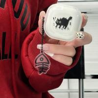 ราคา ตลก Frighten Cat หูฟังสําหรับ Samsung Galaxy Buds Live Buds 2 Pro หูฟังบลูทูธใส Buds FE พร้อมจี้ (29368757159)