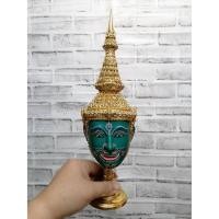 ราคา หัวโขน พระราม ขนาดตั้งโชว์ พร้อมฐานทอง ขนาดจัมโบ้ 5 นิ้ว เกรดพรีเมี่ยม ทองเค ประดับเพชร เศียรครู เศียรเทพ ของที่ระลึก (9309995189)