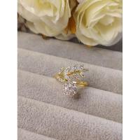 ราคา แหวนใบมะกอกเพชร ฟรีไซส์ ึแหวนมงคล ตัวเรือนหุ้มทองคำแท้ ฝังเข็ม cz แท้ (10399525107)