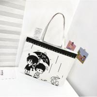 ราคา กระเป๋าผ้า สะพายไหล่ สกรีนลายน่ารักๆ ผ้าแคนวาส มีซิป กระเป๋าถือ ไปเที่ยว ไปเรียนพิเศษสวยๆ จุของได้เยอะ ขนาด 43 x 32 cm. (6965429254)