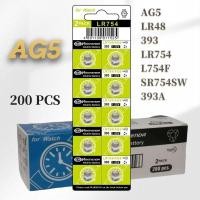 ราคา Discount Package 200Pcs AG5 1.55V Button Batterie LR754 393 s 193 Cell Coin Alkaline Battery LR48 For Electronic dict (18840533244)